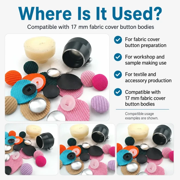 28L 17mm Fabric Cutting Die for Cover Buttons, designed for precise fabric cutting in button production