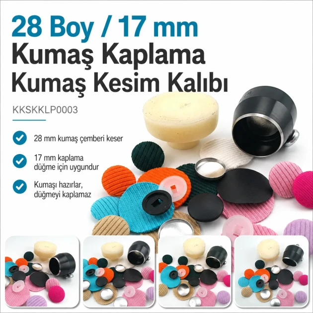 28L 17mm Fabric Cutting Die for Cover Buttons, designed for precise fabric cutting in button production