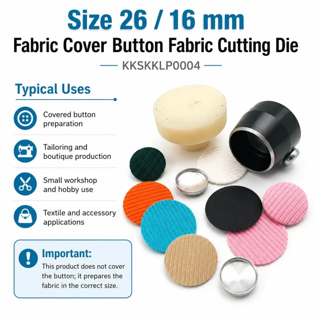 26L 16 mm fabric cutting die for cover buttons, designed for precise fabric cutting in button production