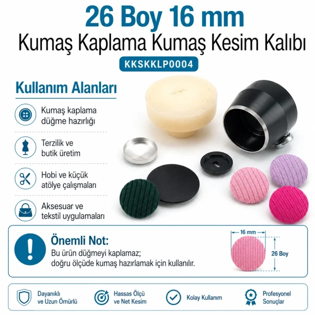 26L 16 mm fabric cutting die for cover buttons, designed for precise fabric cutting in button production