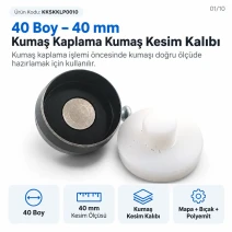 40 Boy 40 mm Kumaş Kaplama Düğme İçin Kumaş Kesim Kalıbı KKSKKLP0010