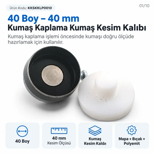 40L 40 mm 1.57 in fabric cutting tool for button covering