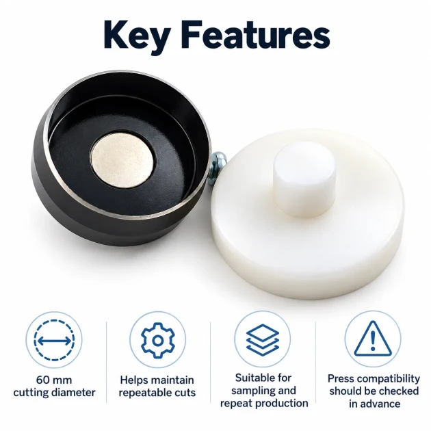 60L 60 mm 2.36 in fabric cutting die for covered buttons