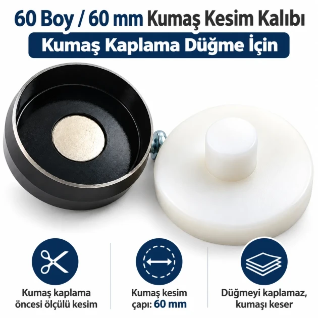 60L 60 mm 2.36 in fabric cutting die for covered buttons