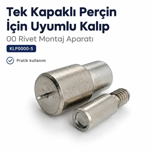 00 Single Cap Rivet Setting Die – 5 mm (0.20") Rivet Installation Tool for professional use with reinforced hardened steel