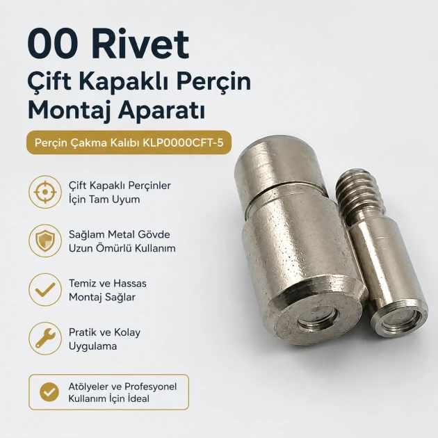 00 Double Cap Rivet Setting Die - 5 mm (0.20") Installation Tool for Accurate Rivet Assembly