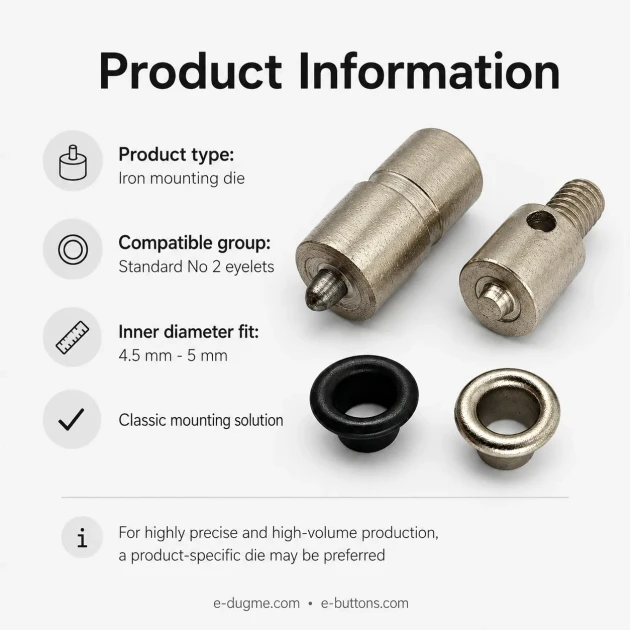 Eyelet Setting Die for 4.5 mm / 0.18 in - 5 mm / 0.20 in Inner Diameter Eyelets, suitable for mass production and hobby