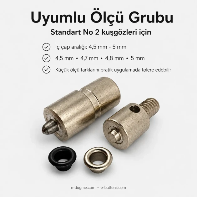 Eyelet Setting Die for 4.5 mm / 0.18 in - 5 mm / 0.20 in Inner Diameter Eyelets, suitable for mass production and hobby
