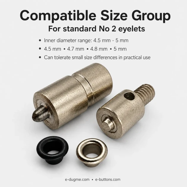 Eyelet Setting Die for 4.5 mm / 0.18 in - 5 mm / 0.20 in Inner Diameter Eyelets, suitable for mass production and hobby