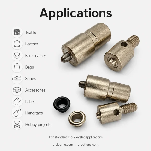 Eyelet Setting Die for 4.5 mm / 0.18 in - 5 mm / 0.20 in Inner Diameter Eyelets, suitable for mass production and hobby