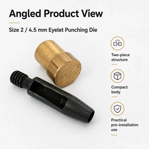 Eyelet Drilling Die 4.5 mm / 0.18 in for installing 20/64" grommets, made of durable metal, ideal for fabric and leather