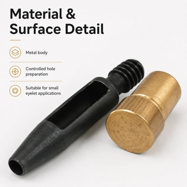 Eyelet Drilling Die 4.5 mm / 0.18 in for installing 20/64" grommets, made of durable metal, ideal for fabric and leather