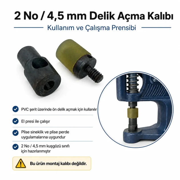 Custom Pleated Screen Eyelet Hole-Punch Die for 4.5 mm / 0.177 in Eyelets, precision tool for fabric, leather, and cardboard