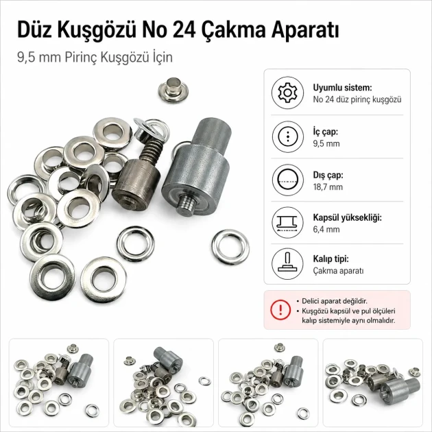 Flat Eyelet Setting Die for 9.5 mm / 0.37 in Brass Eyelets, Durable Iron Construction, Compatible with Hand Press Machines