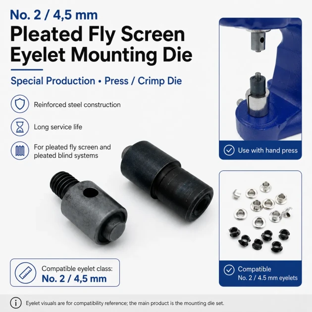 Custom Pleated Screen Eyelet Setting Die for 4.5 mm / 0.177 in Eyelets – Heat-Treated Steel