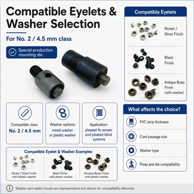 Custom Pleated Screen Eyelet Setting Die for 4.5 mm / 0.177 in Eyelets – Heat-Treated Steel