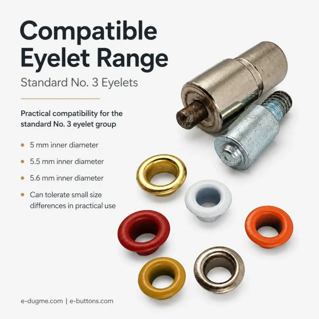 No 3 Eyelet Mold - 10 mm Eyelet Fastening Apparatus for fabric, leather, and wood applications