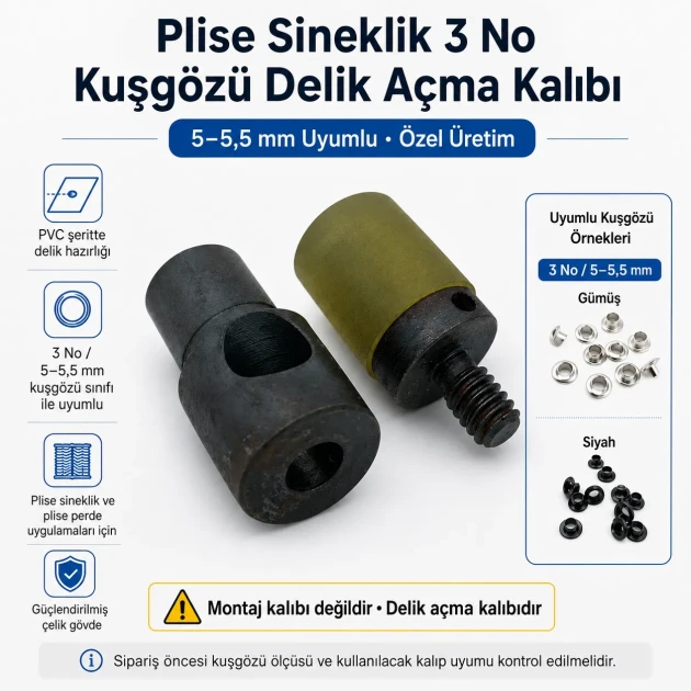 Custom 5 mm / 0.197 in Hole-Punch Die for 5–5.5 mm / 0.197–0.217 in Pleated Screen Eyelets, ideal for fabric, leather, and