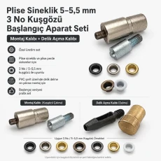 3 No / 5–5,5 mm Plise Sineklik Kuşgözü Montaj ve 5 mm Delik Açma Kalıbı Başlangıç Seti KLP00030SinSET