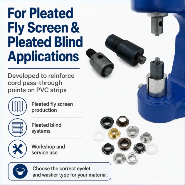 Custom Pleated Insect Screen Eyelet Setting Die for 5–5.5 mm / 0.197–0.217 in Eyelets, suitable for textile and leather