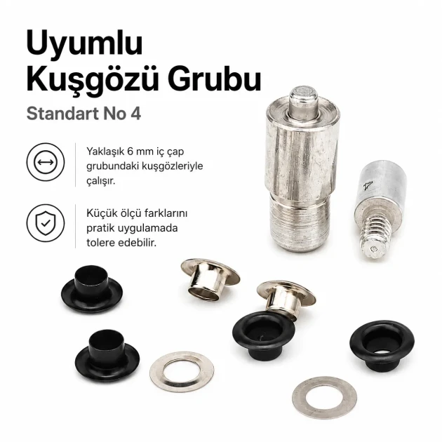 Eyelet Setting Die for 6 mm / 0.24 in Inner Diameter Eyelets, KLP0004 - Ideal for hobby and mass production use, includes