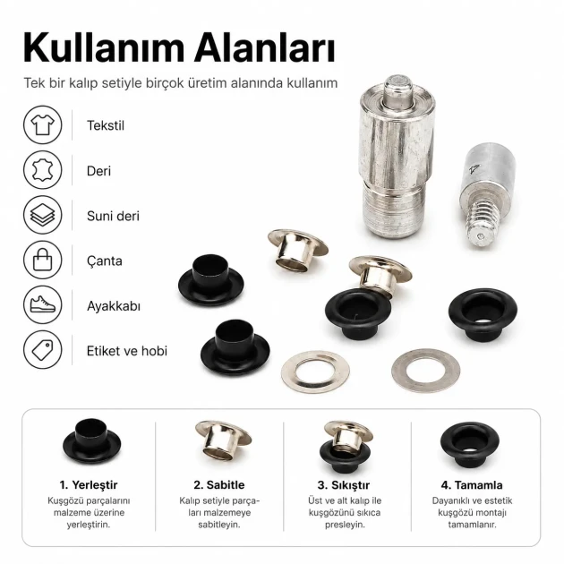 Eyelet Setting Die for 6 mm / 0.24 in Inner Diameter Eyelets, KLP0004 - Ideal for hobby and mass production use, includes