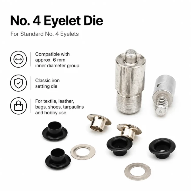 Eyelet Setting Die for 6 mm / 0.24 in Inner Diameter Eyelets, KLP0004 - Ideal for hobby and mass production use, includes
