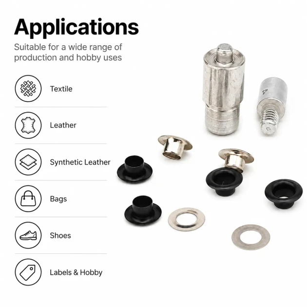 Eyelet Setting Die for 6 mm / 0.24 in Inner Diameter Eyelets, KLP0004 - Ideal for hobby and mass production use, includes