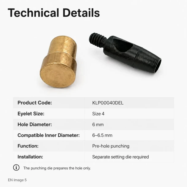 Eyelet Drilling Die 17/64" - 6.6 Mm Inner Diameter Eyelet Hole Drilling Tool KLP00040DEL
