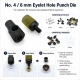 Custom 6 mm / 0.236 in Hole-Punch Die for Pleated Screen Eyelets, compatible with 6–6.5 mm / 0.236–0.256 in inner diameter