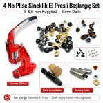 4 No / 6–6,5 mm Plise Sineklik Kuşgözü Montaj ve 6 mm Delik Açma Kalıbı Tulumba El Presli Makineli Başlangıç Seti KLP00040SinSETMPr