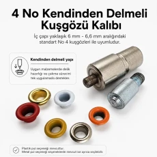 Self-Punching Eyelet Setting Die for 6 mm / 0.24 in - 6.6 mm / 0.26 in Inner Diameter Eyelets KLP0004D