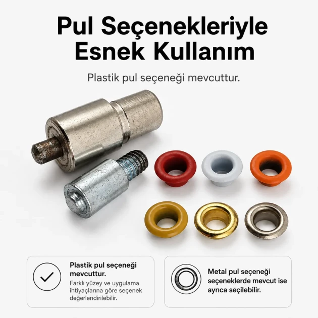 4 Nolu Kuşgözü Kalıbı İç Çap 6 mm - 6,5 mm Kendinden Delmeli Kuşgözü Çakma Kalıbı KLP0004D, kumaş kuşgözü montajı için ideal