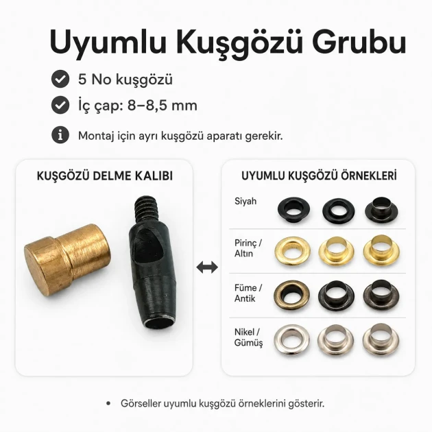 Eyelet Punching Die for 8–8.5 mm Inner Diameter Eyelets KLP00050DEL - Durable metal construction for professional results