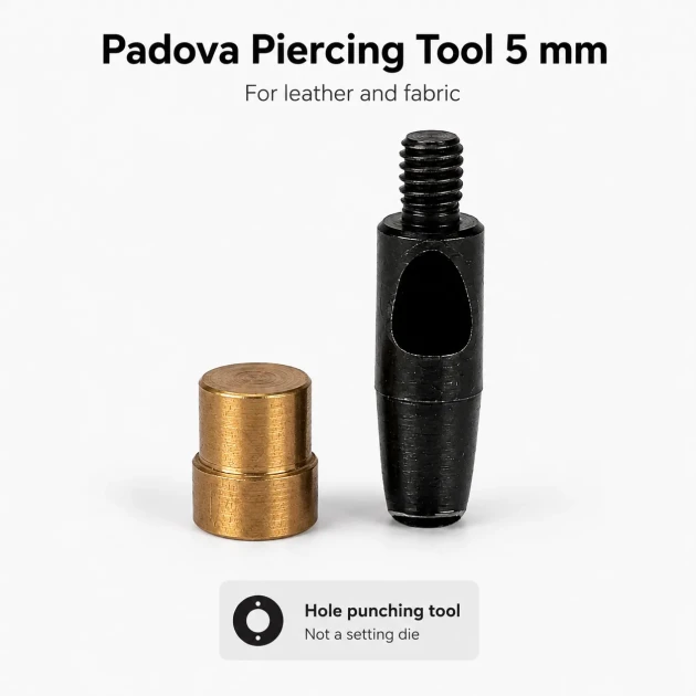 Padova Hole Cutter 5 mm / 0.20 in for No. 3 Eyelet Applications, made of iron, ideal for fabric, leather, and wood