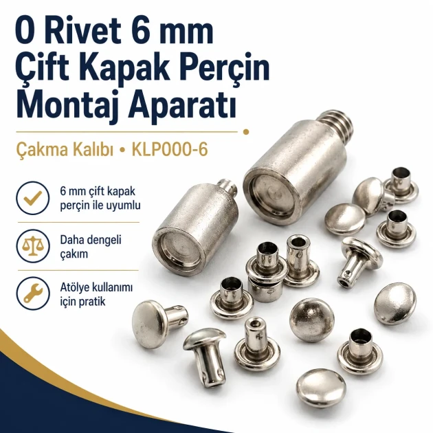 0 Double Cap Rivet Setting Die - 6 mm (0.24") for Single Cap Rivet Installation, made of reinforced hardened steel