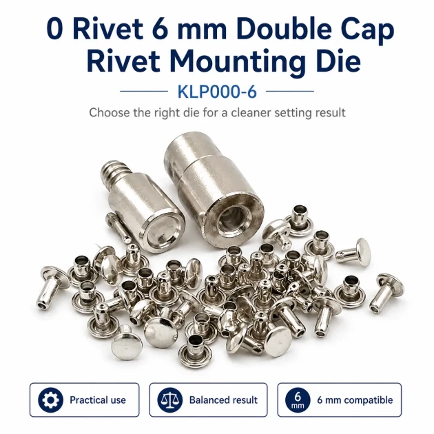 0 Double Cap Rivet Setting Die - 6 mm (0.24") for Single Cap Rivet Installation, made of reinforced hardened steel