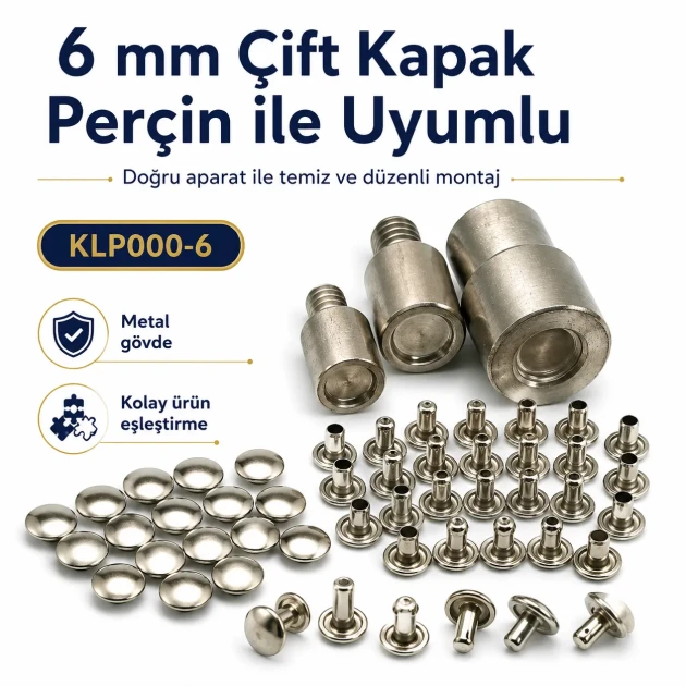 0 Double Cap Rivet Setting Die - 6 mm (0.24") for Single Cap Rivet Installation, made of reinforced hardened steel