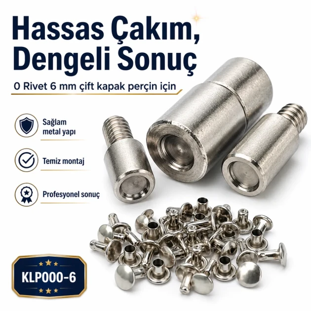 0 Double Cap Rivet Setting Die - 6 mm (0.24") for Single Cap Rivet Installation, made of reinforced hardened steel