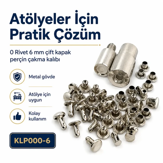 0 Double Cap Rivet Setting Die - 6 mm (0.24") for Single Cap Rivet Installation, made of reinforced hardened steel