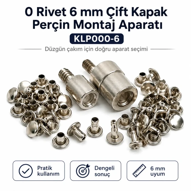 0 Double Cap Rivet Setting Die - 6 mm (0.24") for Single Cap Rivet Installation, made of reinforced hardened steel