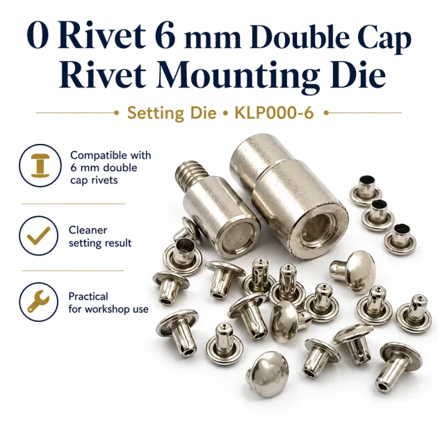 0 Double Cap Rivet Setting Die - 6 mm (0.24") for Single Cap Rivet Installation, made of reinforced hardened steel