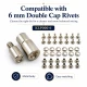 0 Double Cap Rivet Setting Die - 6 mm (0.24") for Single Cap Rivet Installation, made of reinforced hardened steel