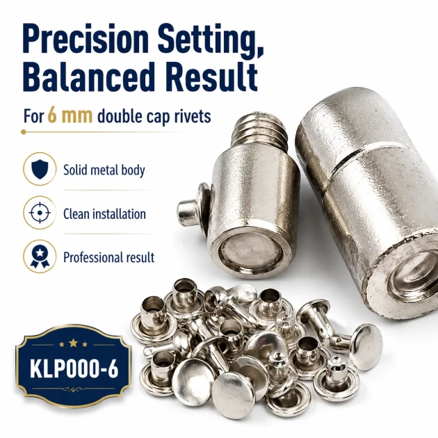 0 Double Cap Rivet Setting Die - 6 mm (0.24") for Single Cap Rivet Installation, made of reinforced hardened steel