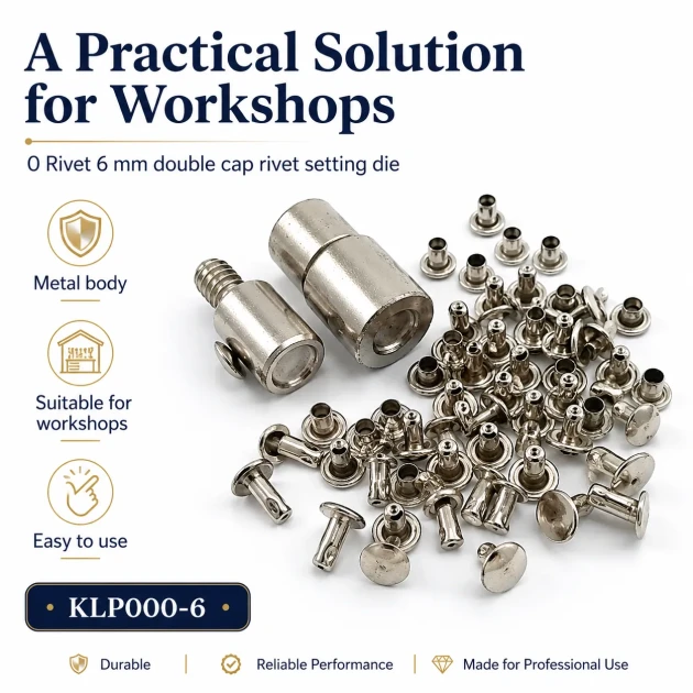 0 Double Cap Rivet Setting Die - 6 mm (0.24") for Single Cap Rivet Installation, made of reinforced hardened steel