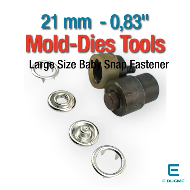 21 mm Prong Snap Fasteners Mold 0,83" - 2 Prong Circle Snap Fasteners Fastening Tool KLP00121