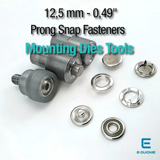 Prong Snap Fastener Mounting Kit 12.5 mm - 0,49" Prong Snap Buttons Attachment Kit KLP00125