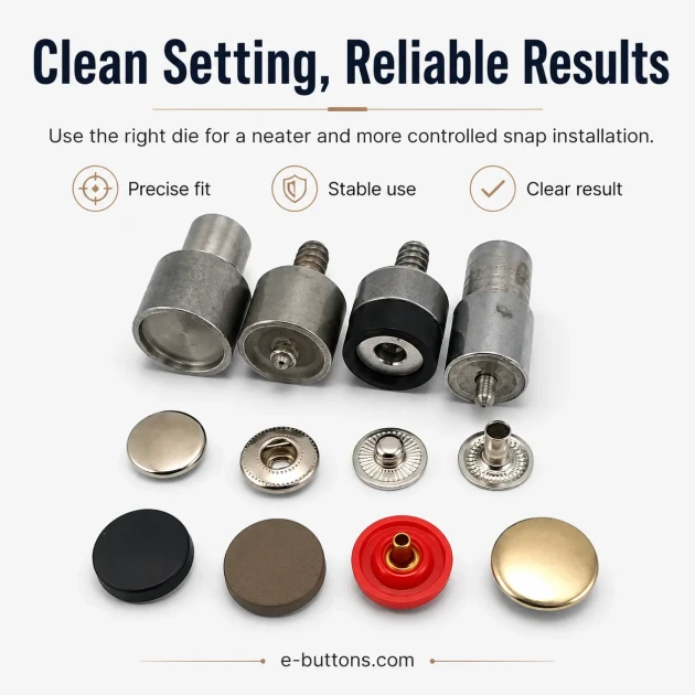 Snap Setting Die 12.5 mm / 0.49 in Plastic Cap 54 System for easy assembly of snap fasteners