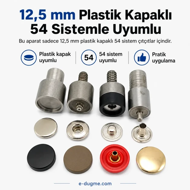 Snap Setting Die 12.5 mm / 0.49 in Plastic Cap 54 System for easy assembly of snap fasteners
