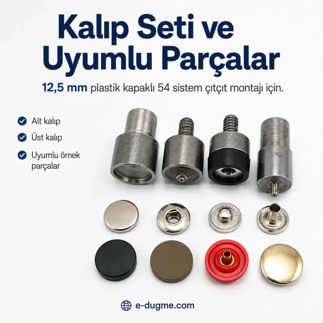 Snap Setting Die 12.5 mm / 0.49 in Plastic Cap 54 System for easy assembly of snap fasteners
